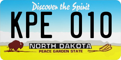 ND license plate KPE010