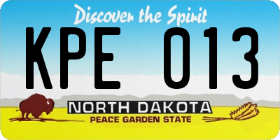 ND license plate KPE013