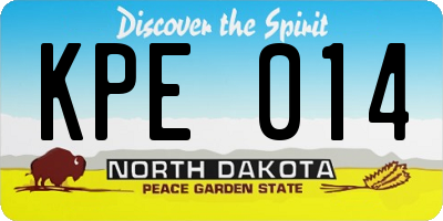 ND license plate KPE014