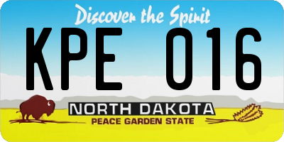 ND license plate KPE016