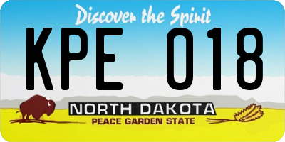 ND license plate KPE018