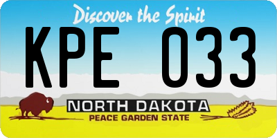 ND license plate KPE033
