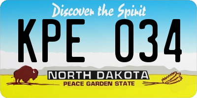 ND license plate KPE034