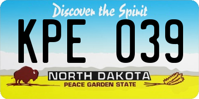 ND license plate KPE039