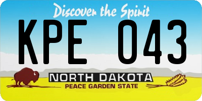 ND license plate KPE043