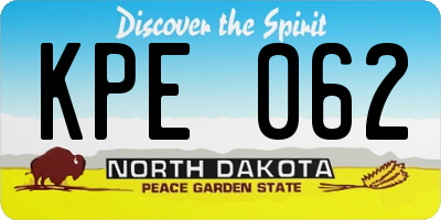 ND license plate KPE062