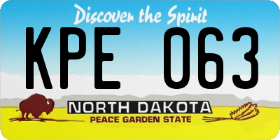 ND license plate KPE063