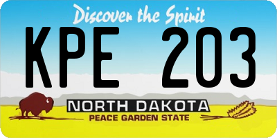 ND license plate KPE203