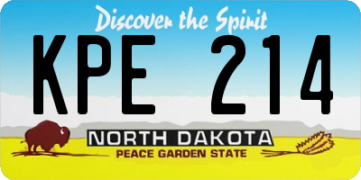 ND license plate KPE214