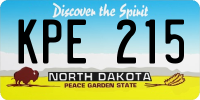 ND license plate KPE215