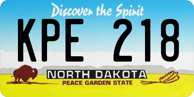 ND license plate KPE218