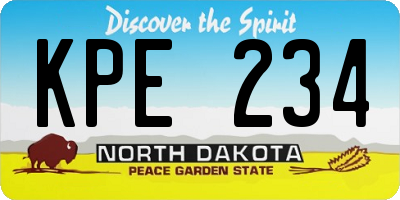 ND license plate KPE234