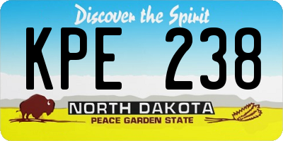 ND license plate KPE238