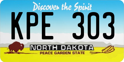 ND license plate KPE303