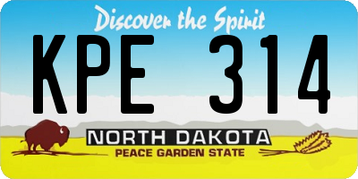 ND license plate KPE314