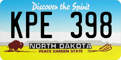 ND license plate KPE398