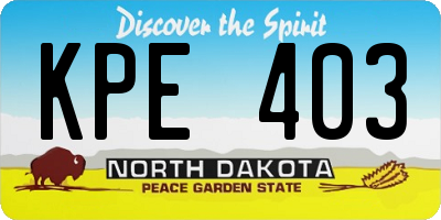 ND license plate KPE403