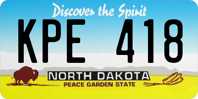 ND license plate KPE418