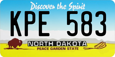 ND license plate KPE583