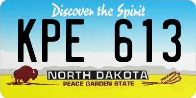 ND license plate KPE613