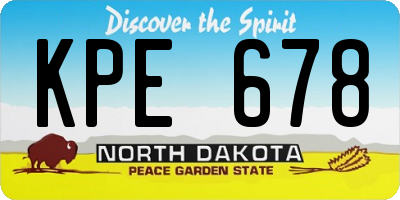 ND license plate KPE678