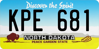 ND license plate KPE681