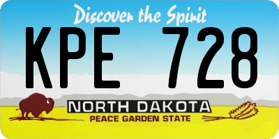 ND license plate KPE728
