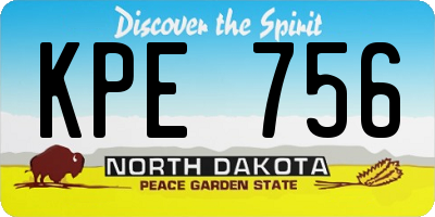ND license plate KPE756