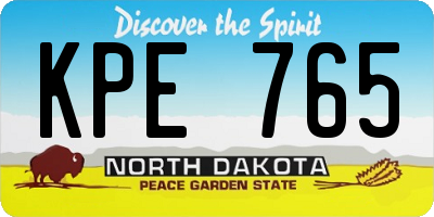 ND license plate KPE765