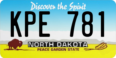 ND license plate KPE781