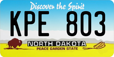 ND license plate KPE803