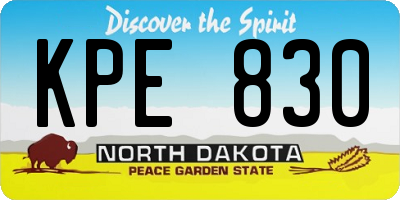 ND license plate KPE830