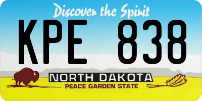 ND license plate KPE838