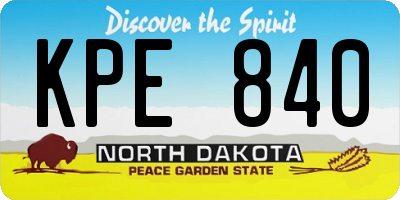 ND license plate KPE840