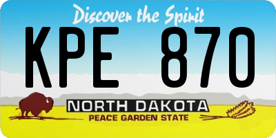 ND license plate KPE870