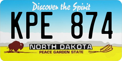 ND license plate KPE874
