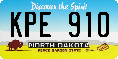 ND license plate KPE910