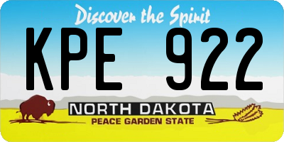 ND license plate KPE922