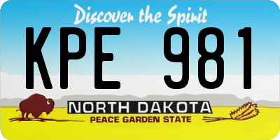 ND license plate KPE981