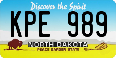 ND license plate KPE989