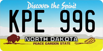 ND license plate KPE996