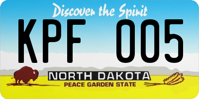 ND license plate KPF005