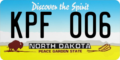 ND license plate KPF006