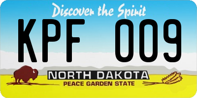 ND license plate KPF009