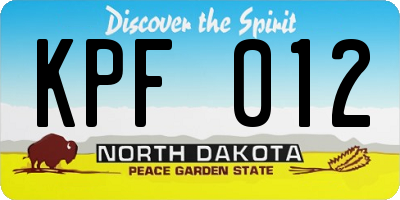 ND license plate KPF012