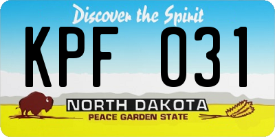 ND license plate KPF031