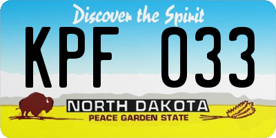 ND license plate KPF033