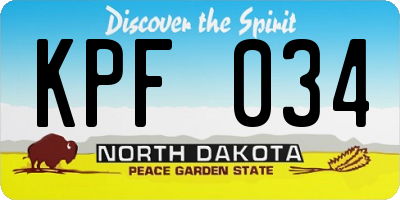 ND license plate KPF034