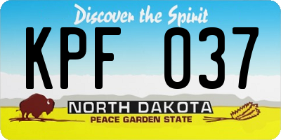 ND license plate KPF037