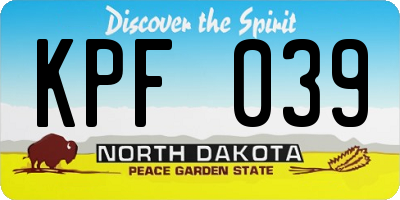 ND license plate KPF039